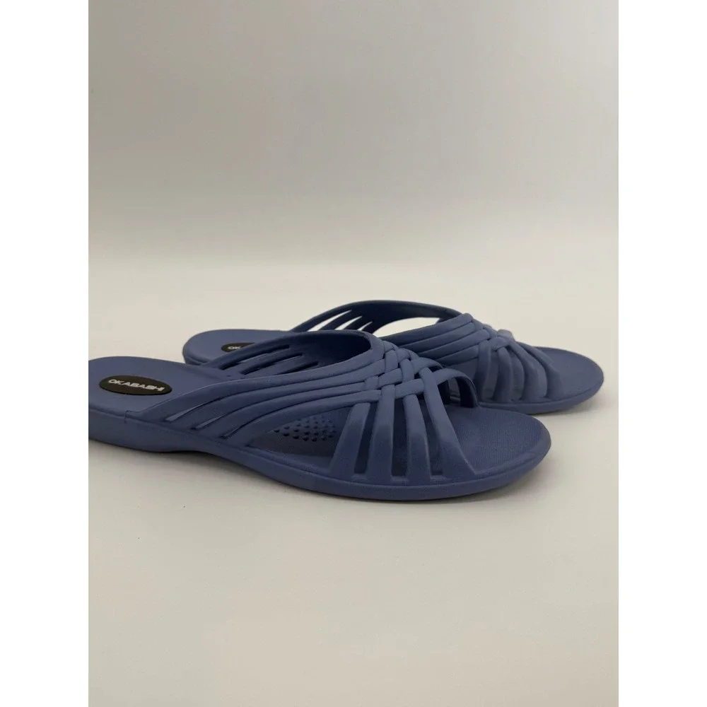 Okabashi Womens Georgia Cross-Strap Slide Sandals Indigo Blue Size L 9.5-10.5